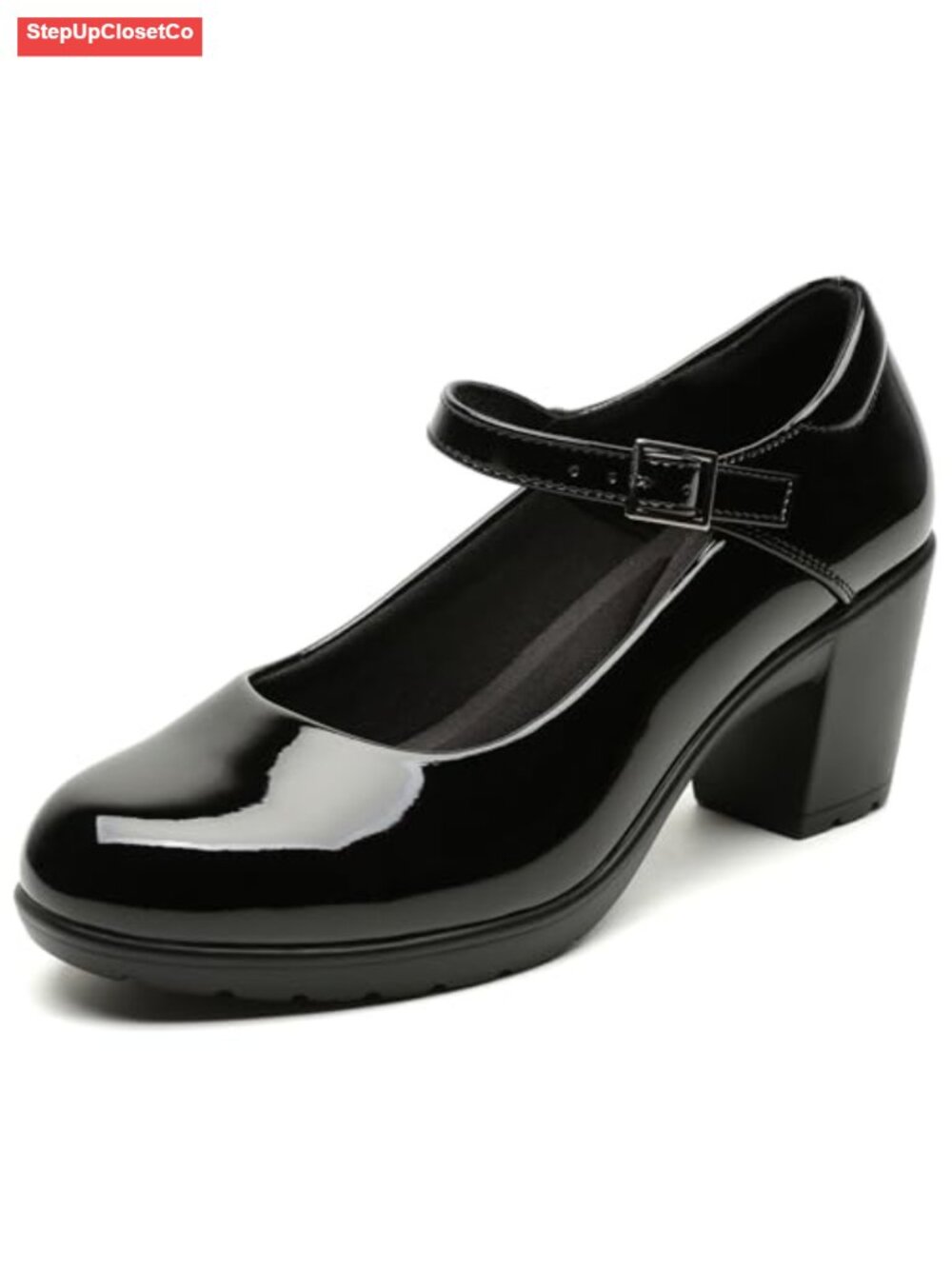 Women's Mary Jane Chunky Low Block Heel Dress Pumps Orthopedic Work Shoes